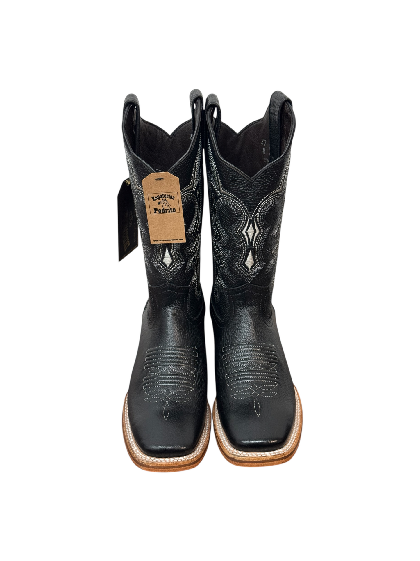 Indomables Black Leather Wide Square Toe