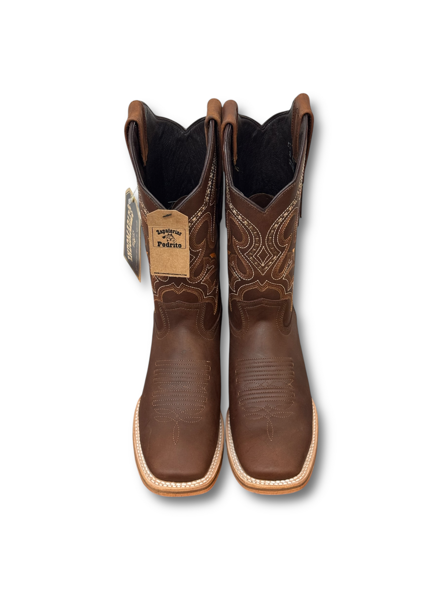 Indomables Crazy Brown Leather Wide Square Toe