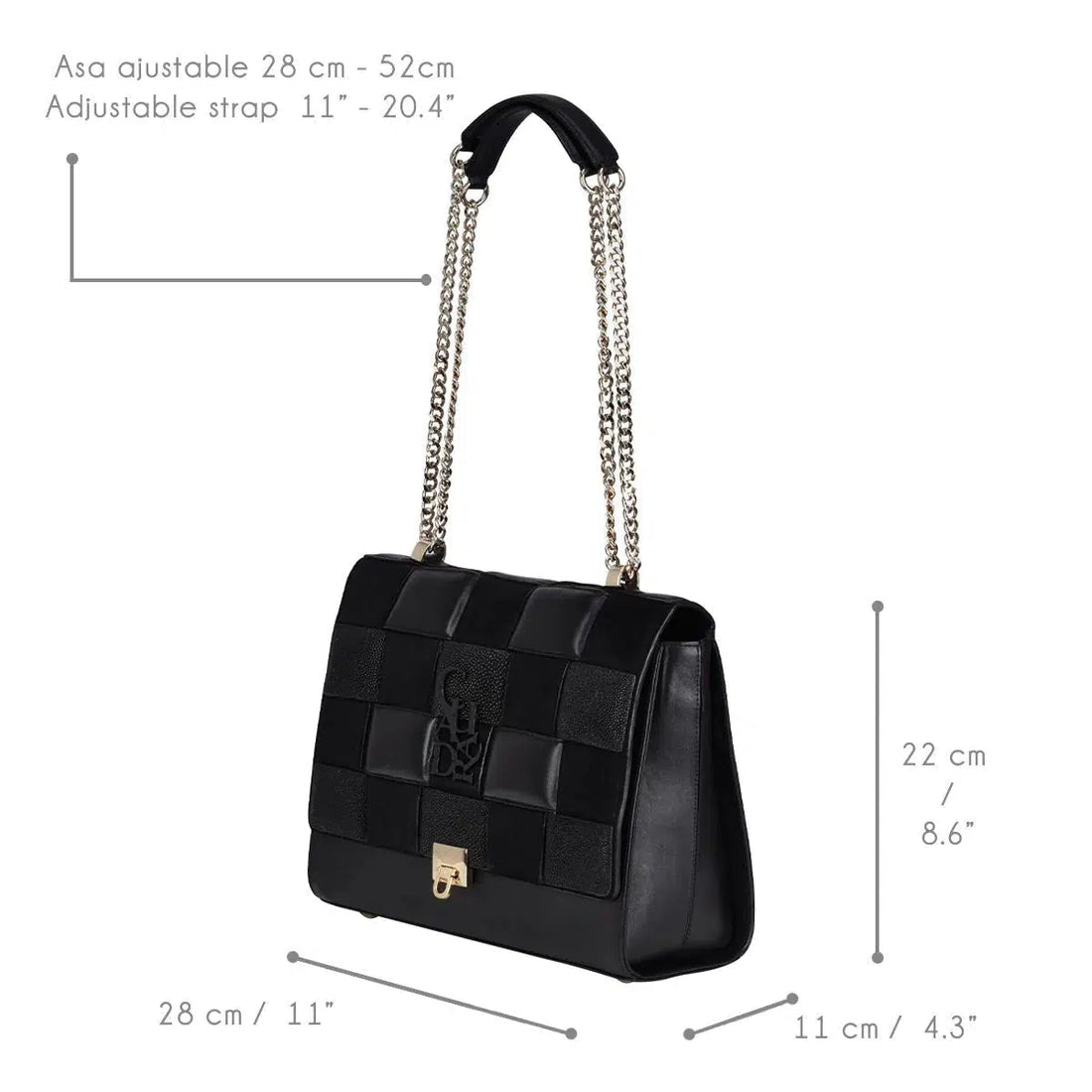 CUADRA Black Stingray Chain-Link Purse