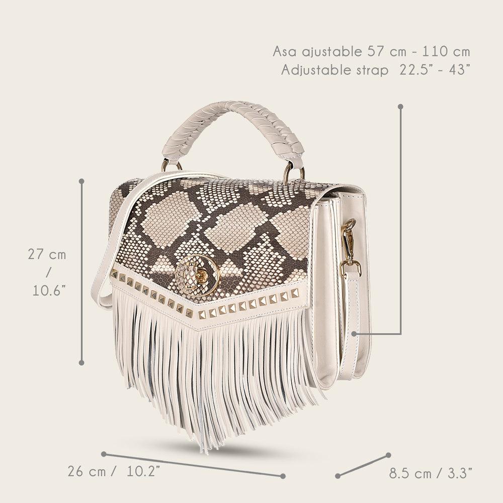 CUADRA White Exotic Python Flap Bag