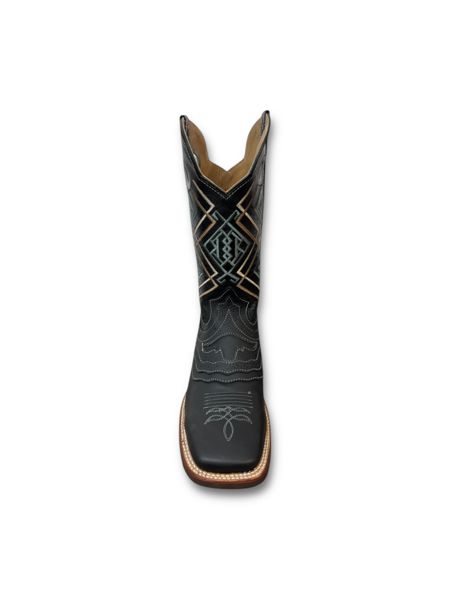 Red Diamond Boots Black Wide Square Toe