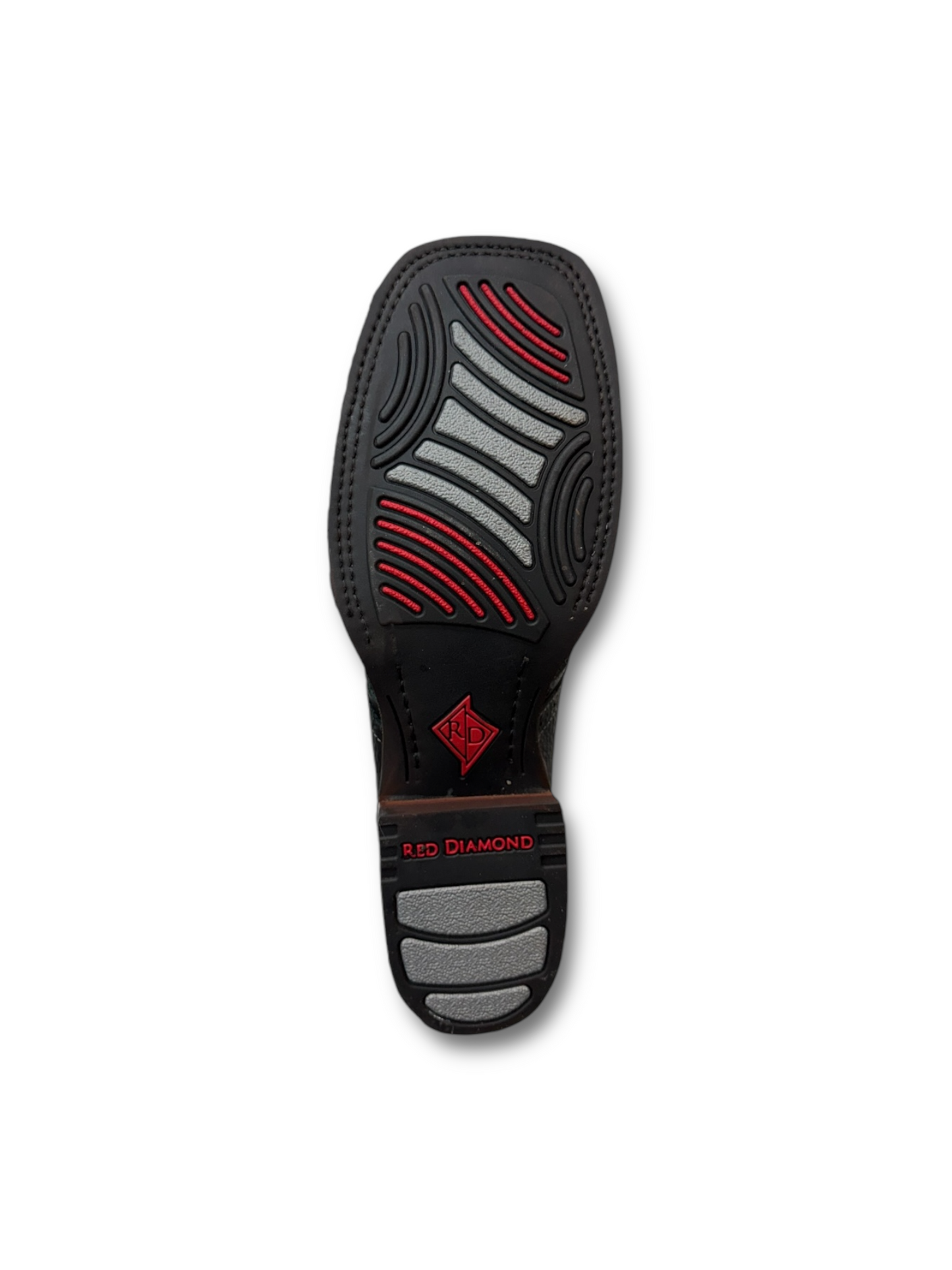 Red Diamond Boots Black Wide Square Toe