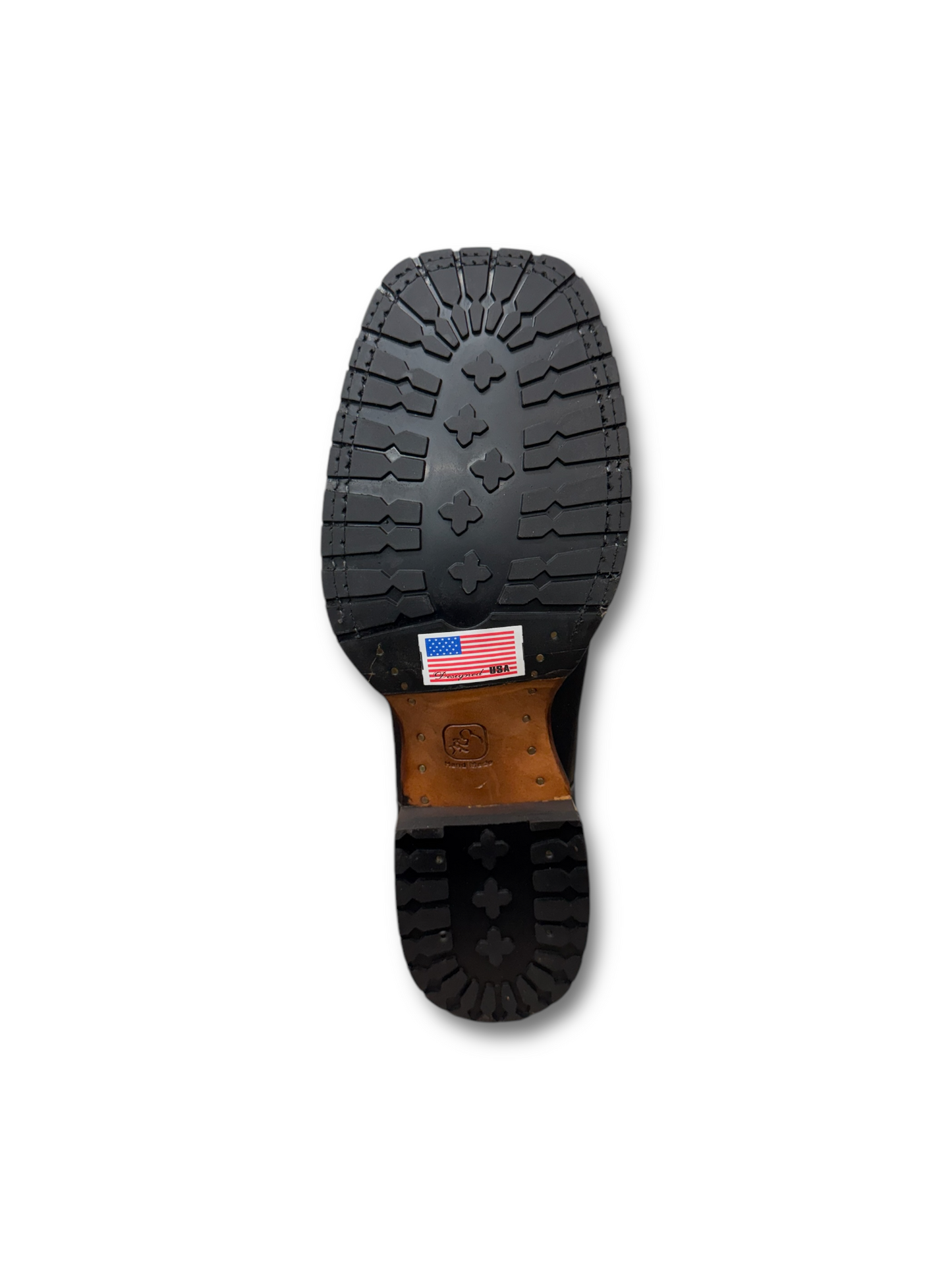 Los Altos Boots Bull Shoulder Black Rubber Sole Wide Square Toe