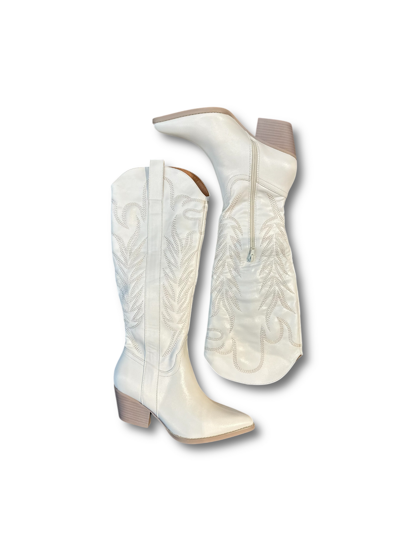 The Samara White Embroidered Western Tall Boot
