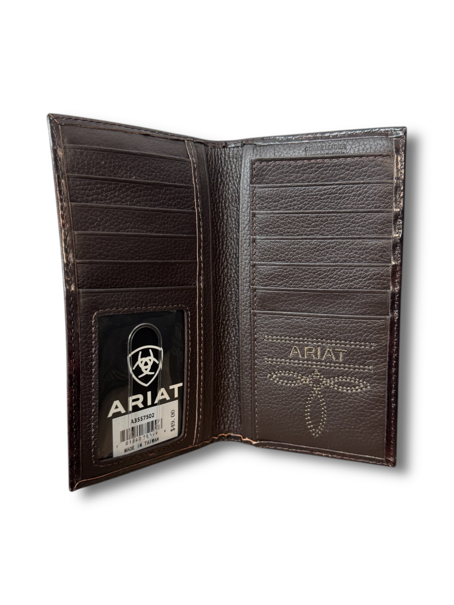 Ariat Feather Hand Tooled Cognac Rodeo Wallet A3557502