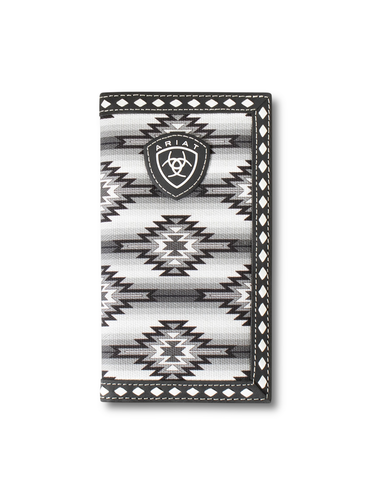 Ariat Men's Rodeo Style Wallet Diamond Lacing Southerwestern Fabric Black A3558801