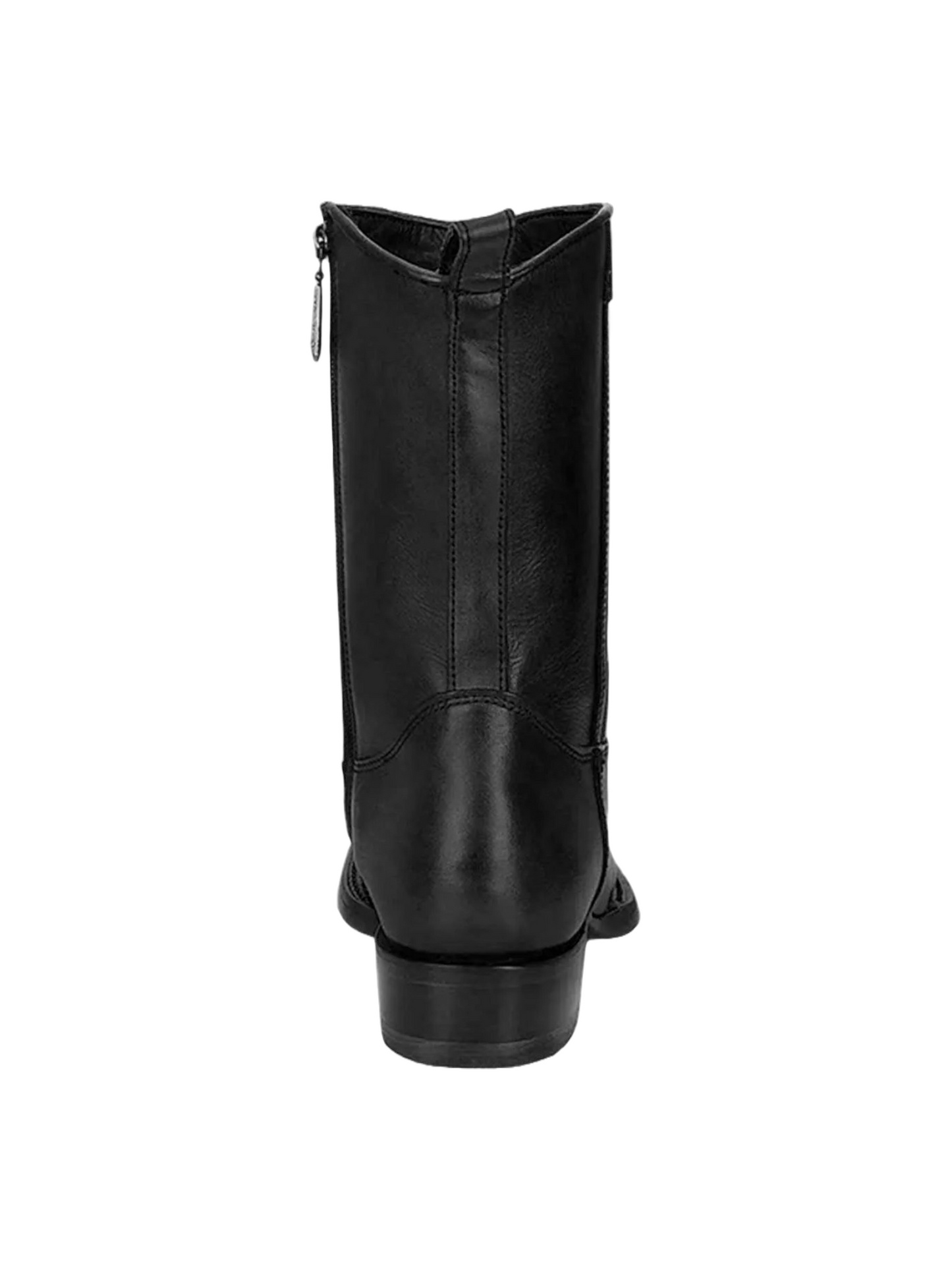 CUADRA Zipper Plunge Black Caiman Laser & Woven Narrow Square Toe CU805