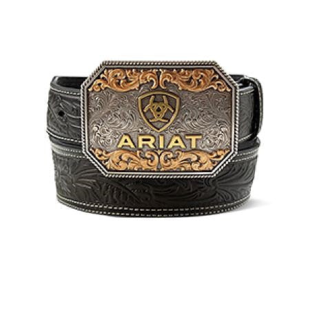 Ariat Men’s Tan Floral Embossed Leather Belt w/ Buckle A1042201
