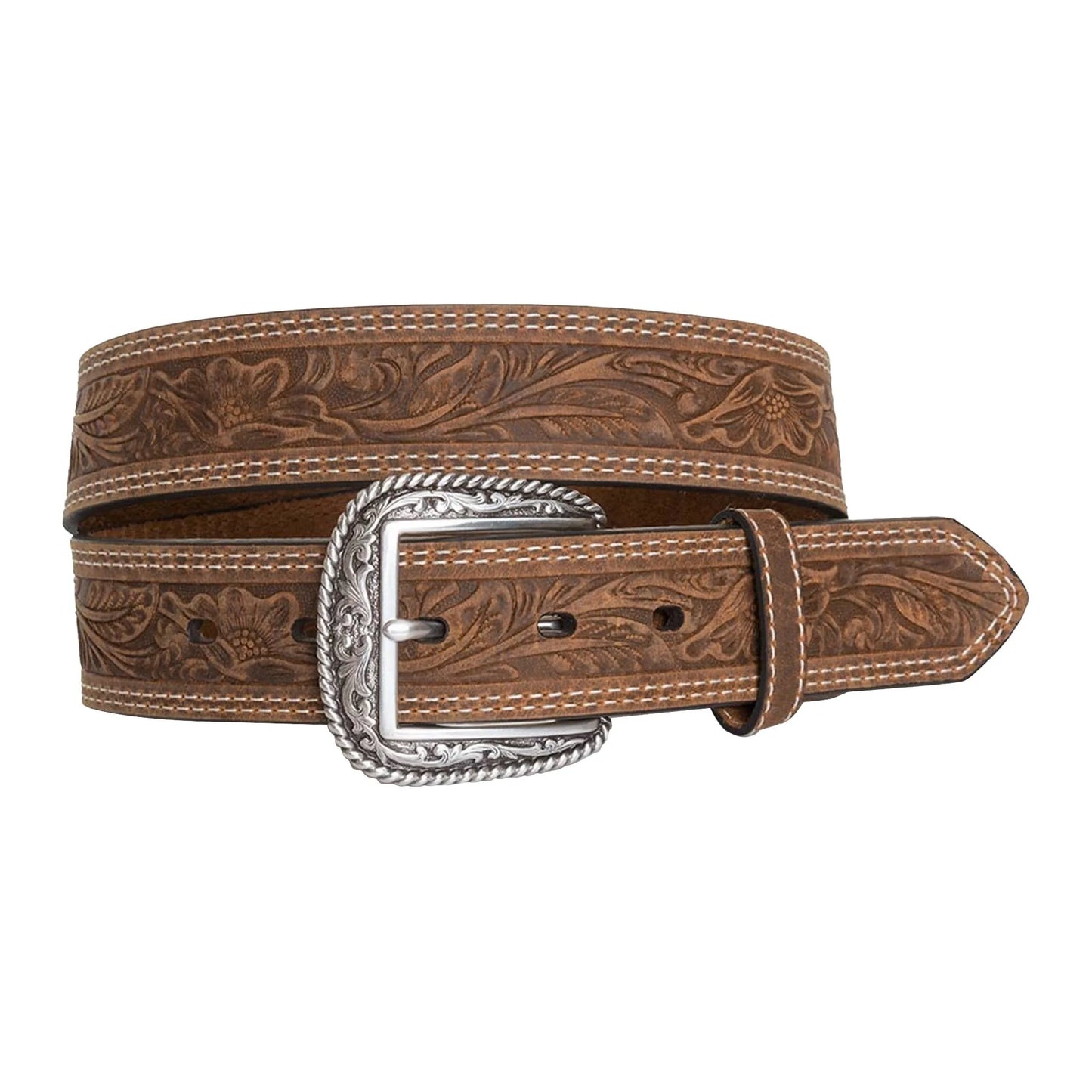 Ariat Floral Stamped Brown Leather Belt A1012402