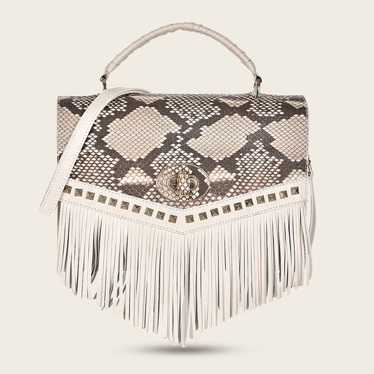 CUADRA White Exotic Python Flap Bag