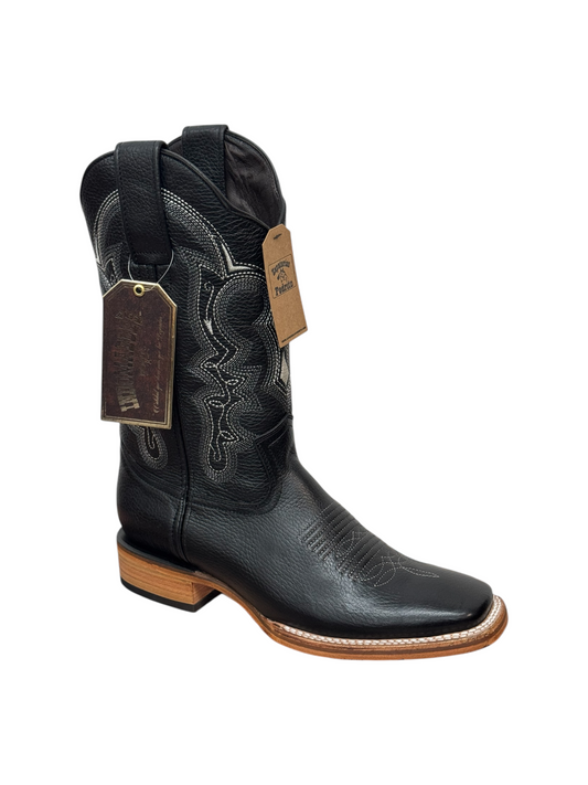 Indomables Black Leather Wide Square Toe