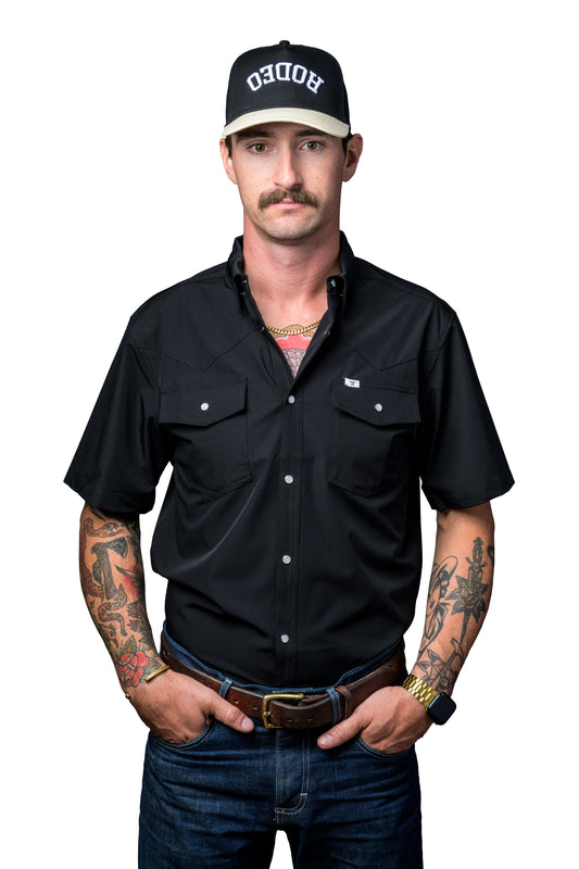 Ferrell - Core Men’s Black Short Sleeve Snap Shirt