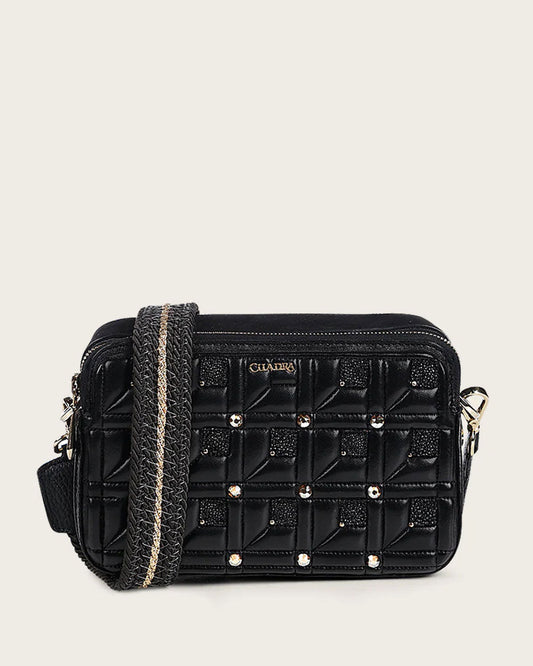 CUADRA Black Stingray With Crystals Crossbody Bag