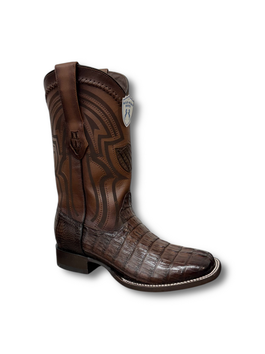 Wild West Boots Faded Brown Caiman Tail 2824L0116