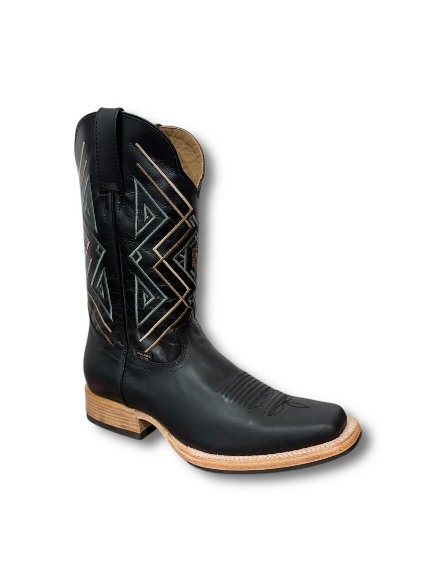 Reyme Black Thin Rubber Sole Rodeo Square Toe