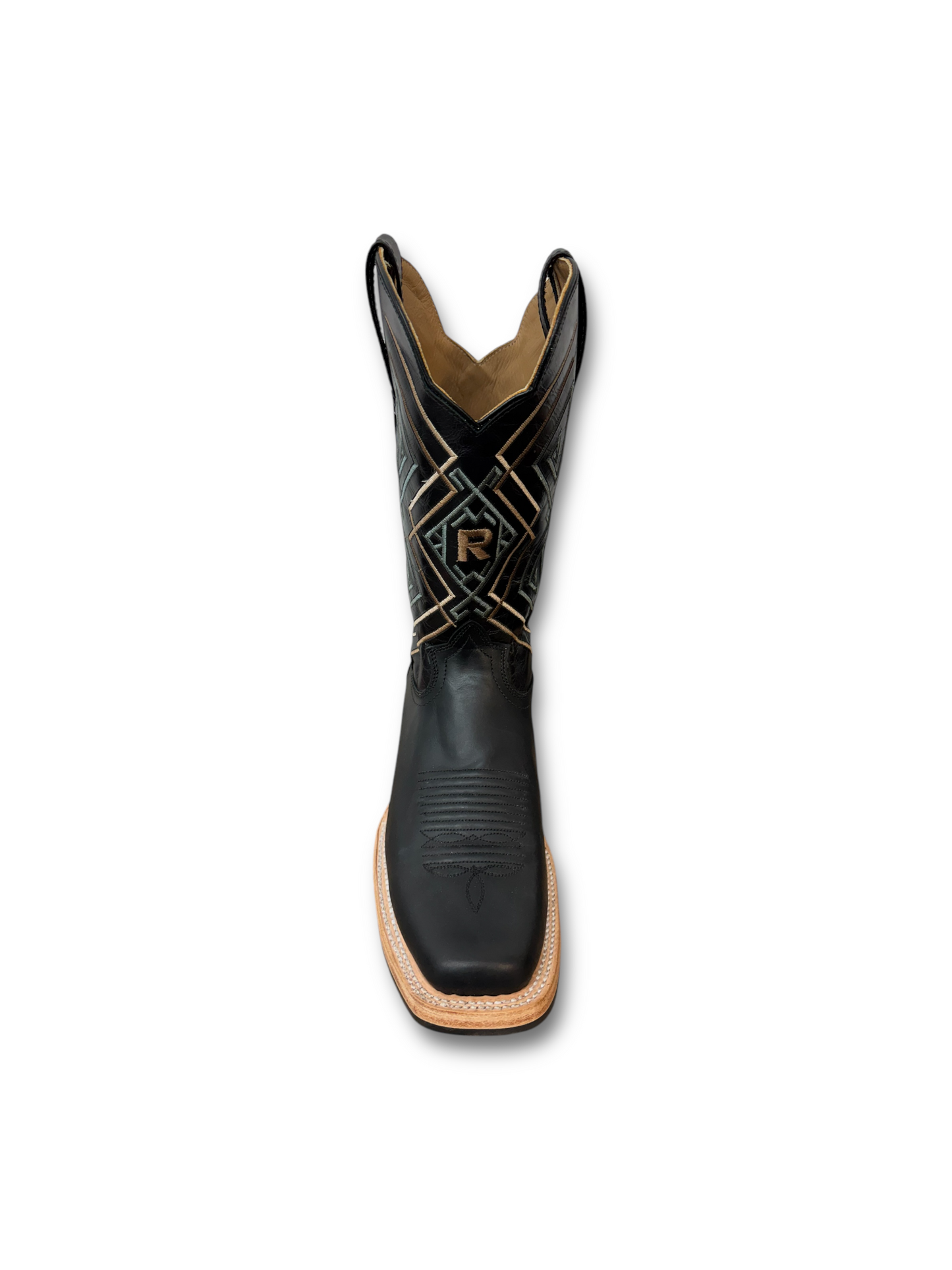 Reyme Black Thin Rubber Sole Rodeo Square Toe