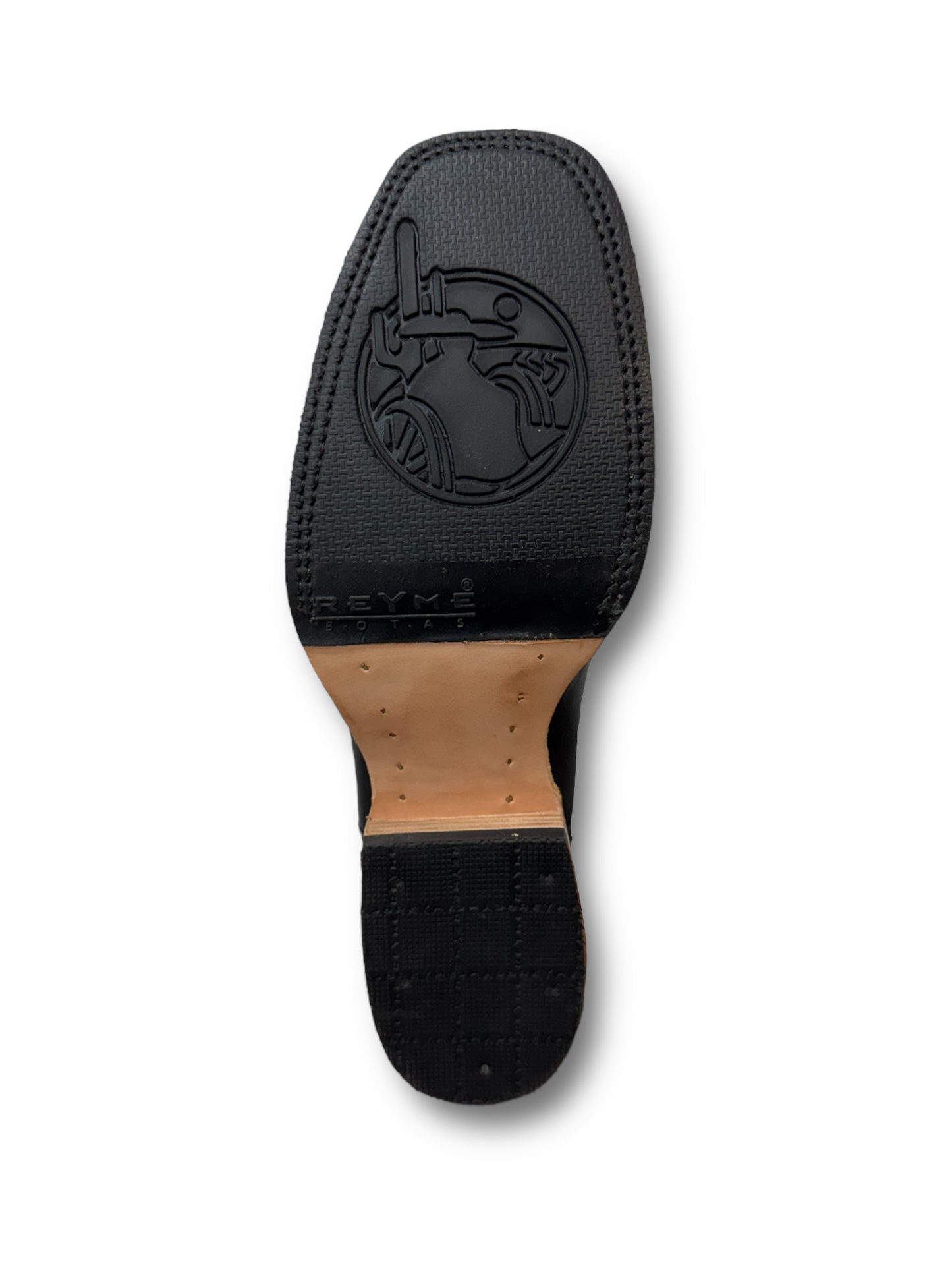 Reyme Black Thin Rubber Sole Rodeo Square Toe