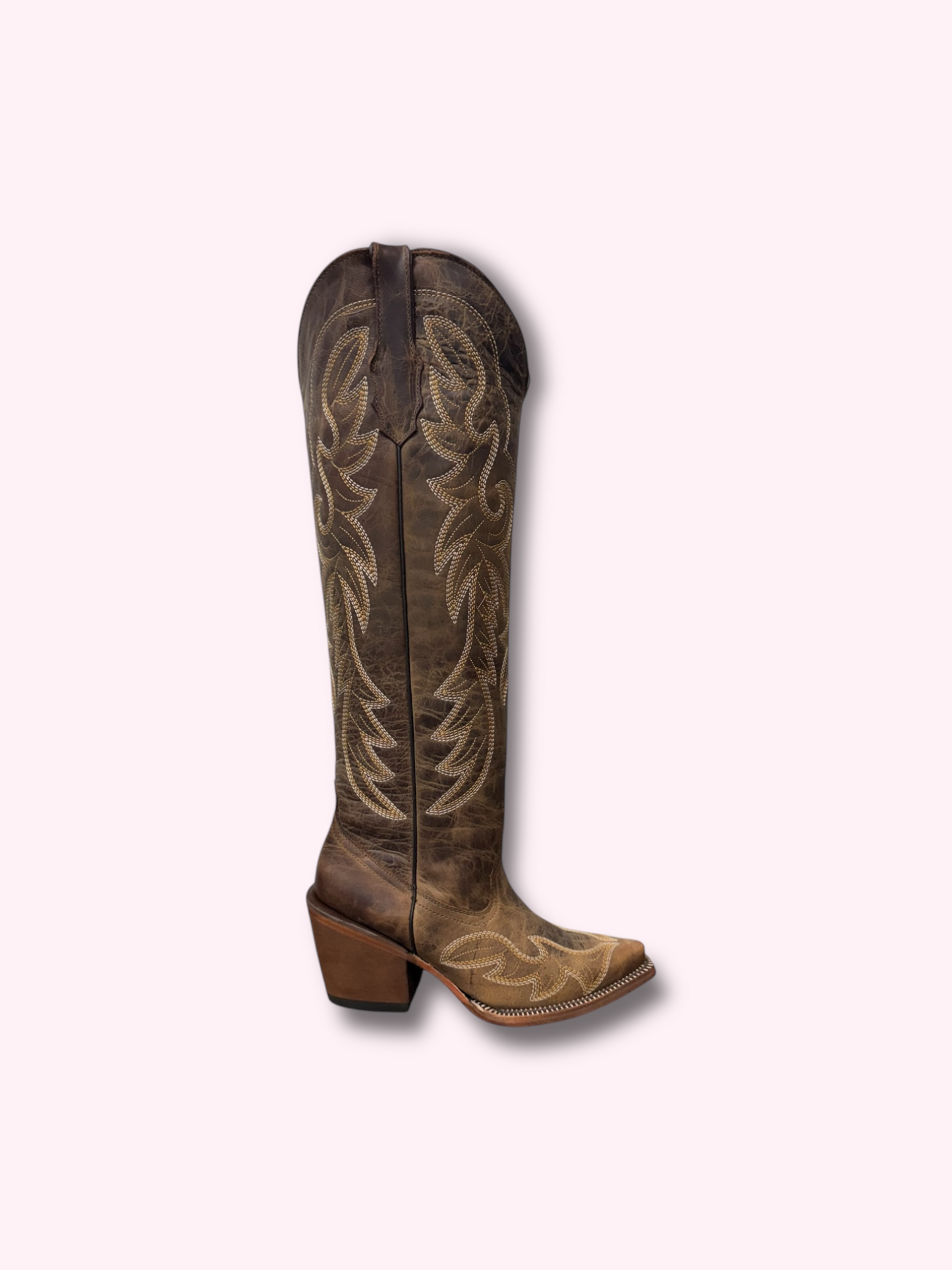 Tanner Mark Boots Ginger Women’s Brown Calf Knee High Snip Toe Wester Boot