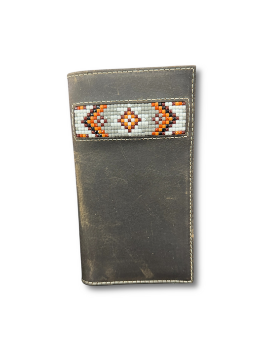 3D Beaded Brown Rodeo Wallet D250009102