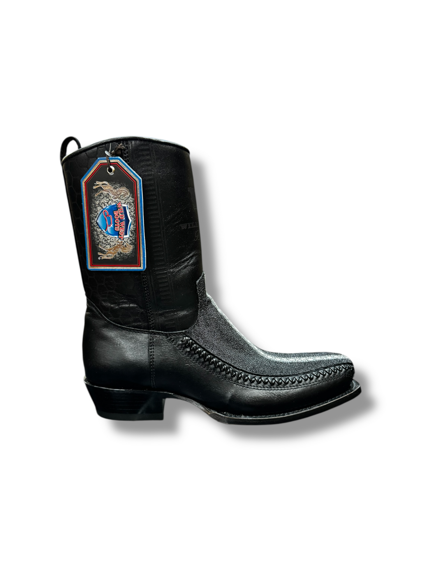 Los Altos Boots 7 Toe Stingray Rowstone Black Short Boot W/Zipper 257BFH1105