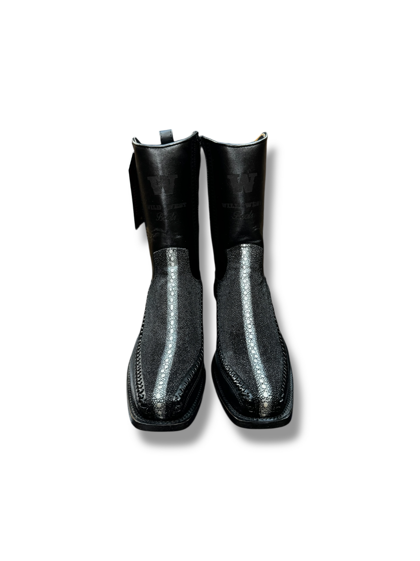 Los Altos Boots 7 Toe Stingray Rowstone Black Short Boot W/Zipper 257BFH1105