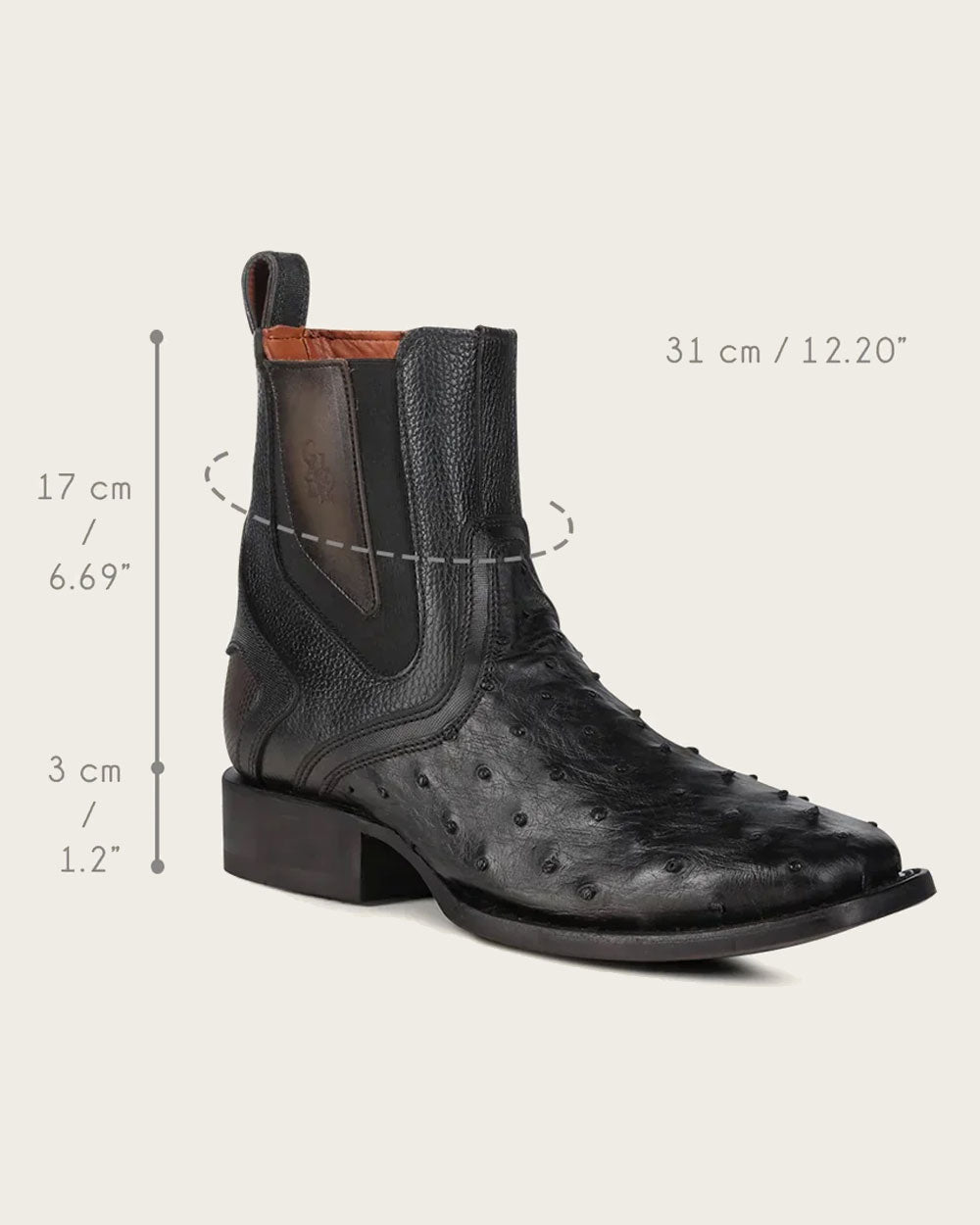 CUADRA Botin Luxury Ostrich Ankle Dress Boot CU821